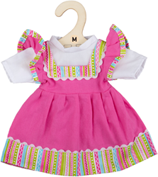 Bigjigs - Robe rose à bordures rayées - Taille moyenne