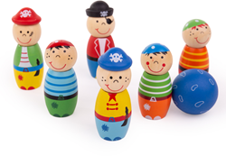BigJigs jeu de quilles en bois pirates - jeu pour enfants 7 pièces