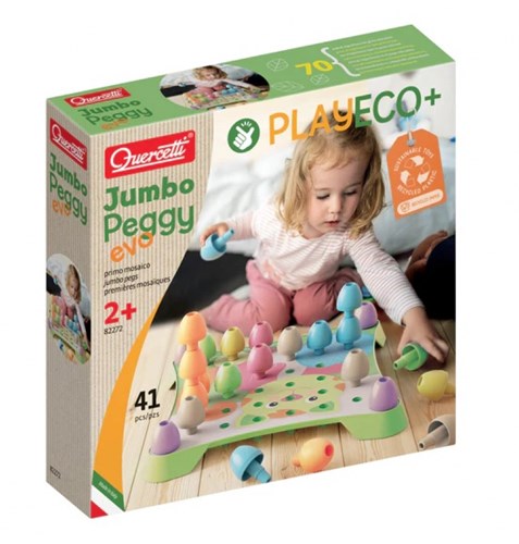 Quercetti educatief speelgoed Jumbo Peggy Eco stapelbare pinnen 41-delig