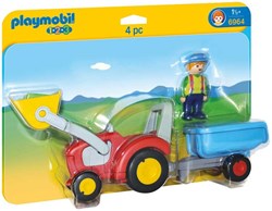 Playmobil boerderij tractor met aanhangwagen 1.2.3 - 6964 speelgoed