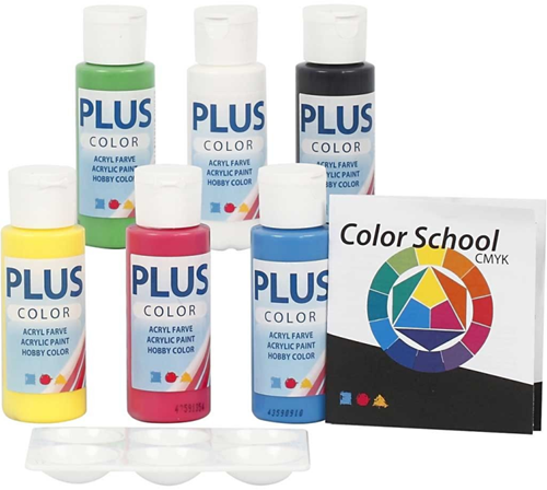 Plus Color acrylverf set - hobbyverf 6x60 ml primaire kleuren