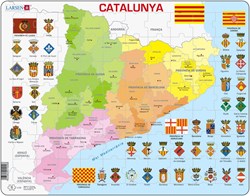 Larsen puzzel - Politieke kaart van Catalonië - educatief speelgoed - 70 stukjes