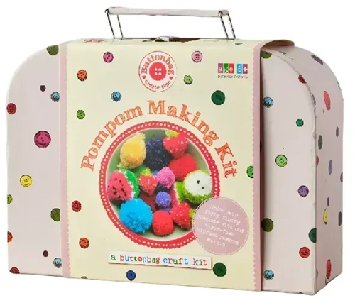 Buttonbag valise créative pompons - set de jouets créatifs pour enfants