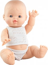 Paola Reina Gordi Babypop Jongen Wit Pyjama - 34 cm