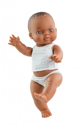 Paola Reina Gordi Poupée Bébé Fille Brune Foncée Pyjama - 34 cm