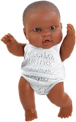 Paola Reina Pop Puppegie donker jongen/wit (21cm)