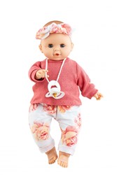 Paola Reina pop Sonia - roze bloemprint - mechanisme - 36 cm