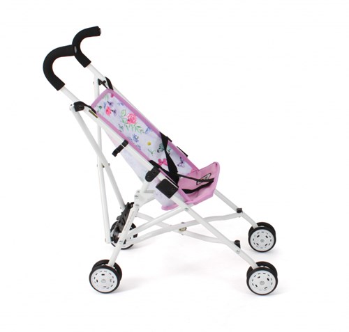 Bayer Chic 2000 poppenbuggy Roma bloemen roze - poppenwagen speelgoed-2