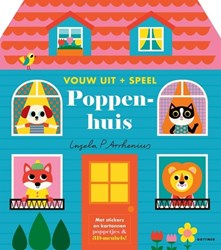 Gottmer poppenhuis uitvouwbaar speelboek met 3D-meubels en stickers