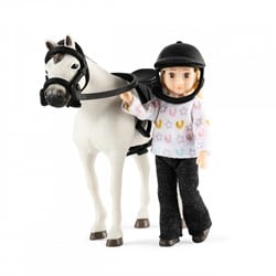 Lundby figurine maison de poupée avec cheval - jouet maison de poupée