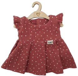 Hollie robe de poupée rose à pois - vêtement poupée coton 34cm