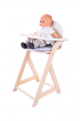 Angel Sports chaise poupée chaise haute en bois gris-blanc pour poupées bébé