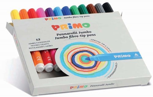 Primo Primo - 12 Jumbo Viltstiften (Fiber Punt) Ã˜7.6 mm in Doos