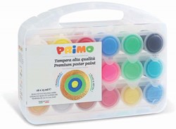 Primo plakkaatverf set - 18 kleuren met metallic en fluo in koffer
