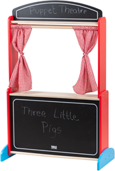 Tidlo poppenkast houten theater met krijtbord en gordijntjes