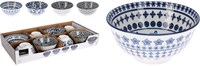 Excellent Houseware porseleinen schaal blauw-wit Ø15,5xH7cm servies