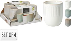 Excellent Houseware beker set aardewerk 300ml - 4 stuks - meerkleurig