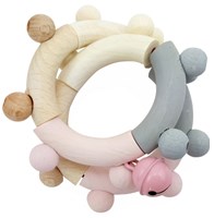 Hess houten rammelaar achtvormig roze motoriek speelgoed baby-2