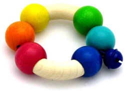 Hess houten rammelaar regenboog - kleurrijk babyspeelgoed