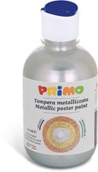 Primo kant-en-klare METALLIC plakkaatverf, fles 300 ml met stromingsdop zilver