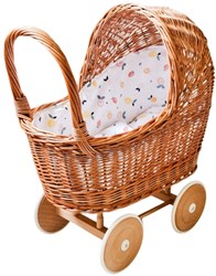 Hollie rieten poppenwagen met kap Summer fruit - poppenaccessoire