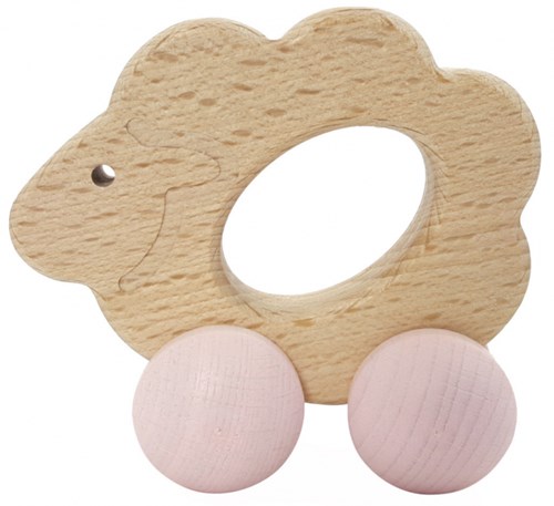 Hess houten speelgoed Rolli schaap naturel roze educatief