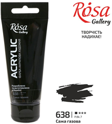 Rosa Gallery peinture acrylique 60 ml noir de lampe finition satinée artiste