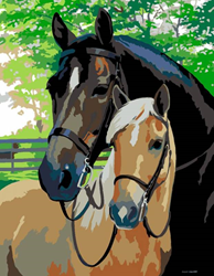 Rosa peinture par numéros chevaux set 35x45 cm toile acrylique
