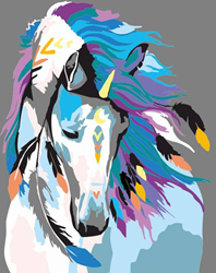 Rosa peinture par numéros cheval guerrier 35x45 cm set toile