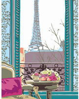 Rosa kit peinture par numéros Petit-déjeuner à Paris toile 35x45 cm