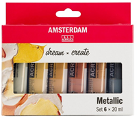 Royal Talens Amsterdam set de peinture acrylique métallique 6x20 ml pour artistes