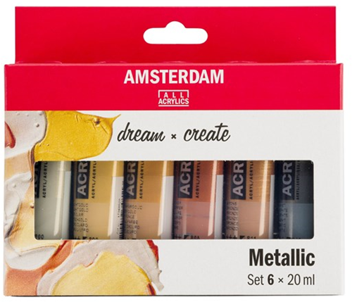 Royal Talens Amsterdam set de peinture acrylique métallique 6x20 ml pour artistes