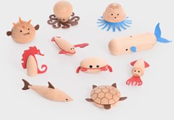 TickiT houten zeewezens speelfiguren - set van 10 - duurzaam speelgoed