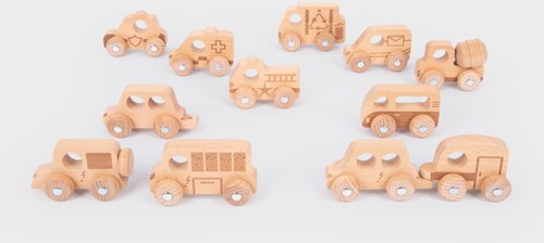 TickiT houten voertuigen set - natuurlijk speelgoed - 12 stuks