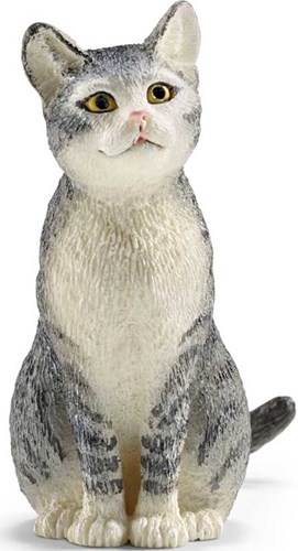 Schleich speelfiguur grijze kat zittend voor kinderen vanaf 3 jaar