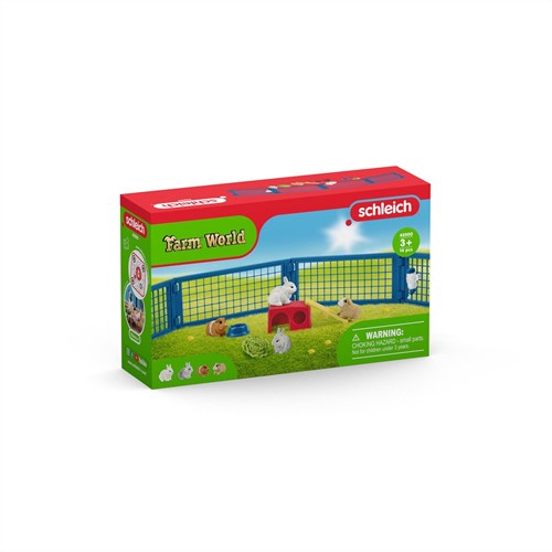 Schleich Farm World cabane lapins cochons d'Inde set animaux ferme-2