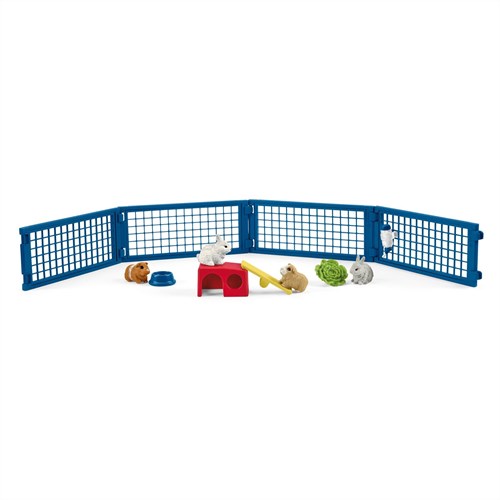Schleich Farm World cabane lapins cochons d'Inde set animaux ferme-3