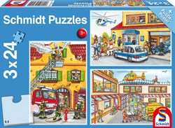 Schmidt puzzel Brandweer en Politie - 3 x 24 stukjes - educatief speelgoed