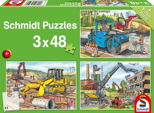 Schmidt puzzle véhicules de chantier - 3x48 pièces puzzle enfant
