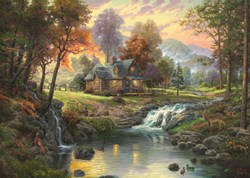 Schmidt puzzel Mountain Retreat - 1000 stukjes - Thomas Kinkade landschap
