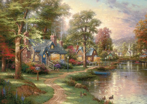 Schmidt puzzle Hometown Lake - Thomas Kinkade - 1500 pièces - paysage