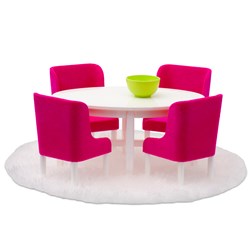 Lundby salle à manger maison de poupée - rose/blanc - accessoires maison de poupée