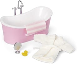 Lundby maison de poupée set salle de bain - baignoire accessoires roses