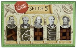 Asmodee coffret de puzzles - Great Minds 5 casse-têtes bois et métal