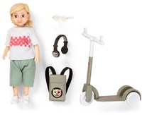 Lundby poppenhuis speelfiguur kind met kickbike - kleurrijk speelgoed-3