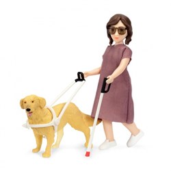 Lundby poppenhuis speelfiguur vrouw met hulphond - speelgoedset