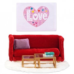 Lundby salon maison de poupée - rouge - accessoires - plastique