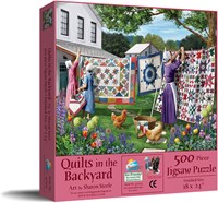 SunsOut puzzle Sharon Steele - puzzle Quilts in the Backyard - 500 pièces-2