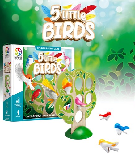 Smart Games houten denkspel 5 Little Birds - logica puzzel voor kinderen