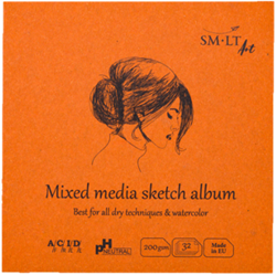 SMLT schetsboek mixed media vierkant 14 cm 200gr 32 vel FSC